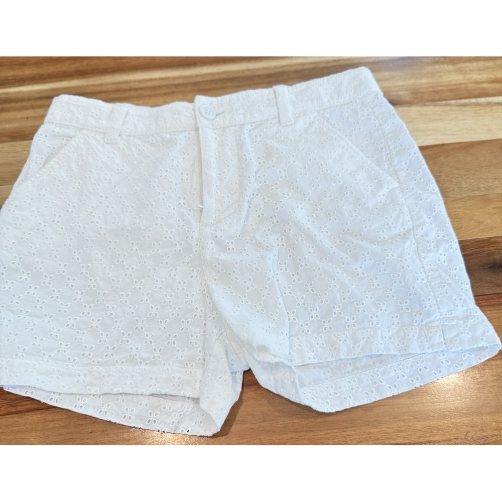 Crown & Ivy Kids Eyelet 100% Cotton White‎ Shorts Girls Size 16 Adjustable